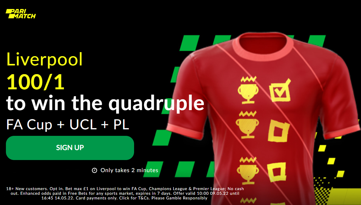 Liverpool Quadruple Odds Boost Get 100/1 Liverpool To Win Quadruple